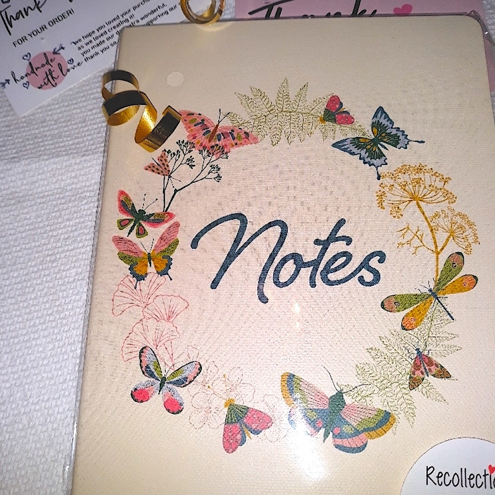 Recollections Cream Pink Notes Journal with Butterfly Design